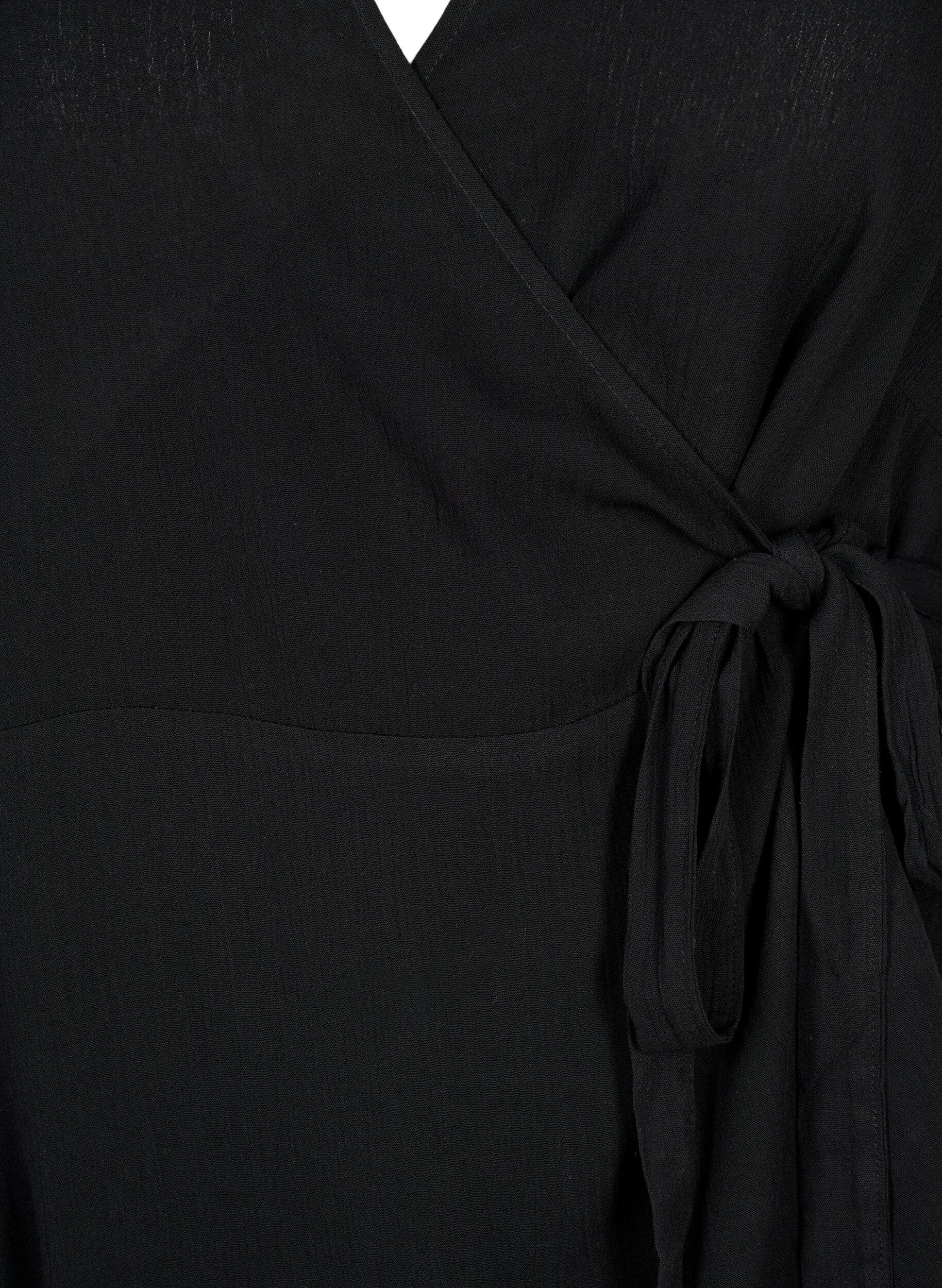 Zizzi Viscose blouse met wikkel, Black, Packshot image number 2