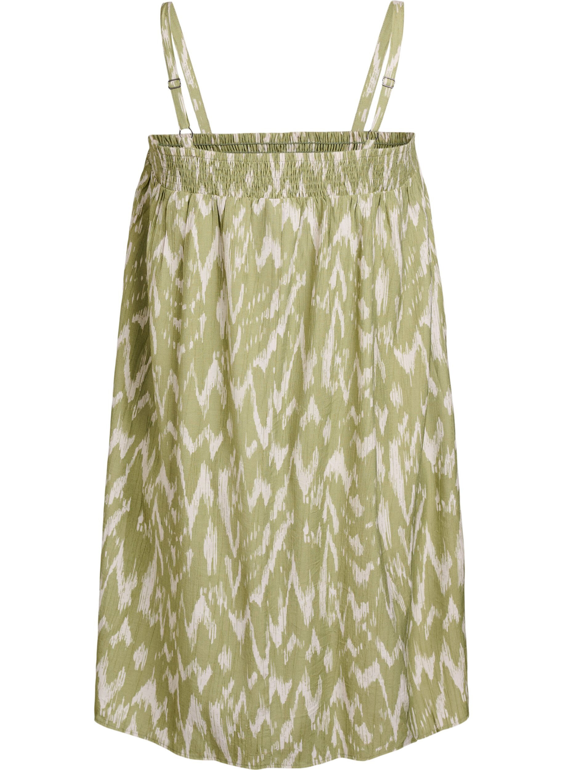 Zizzi Korte viscose jurk met spaghettibandjes, Groen, Packshot image number 1