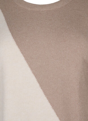 Gebreide blouse met ronde hals en colorblock, Simply Taupe Comb, Packshot image number 2