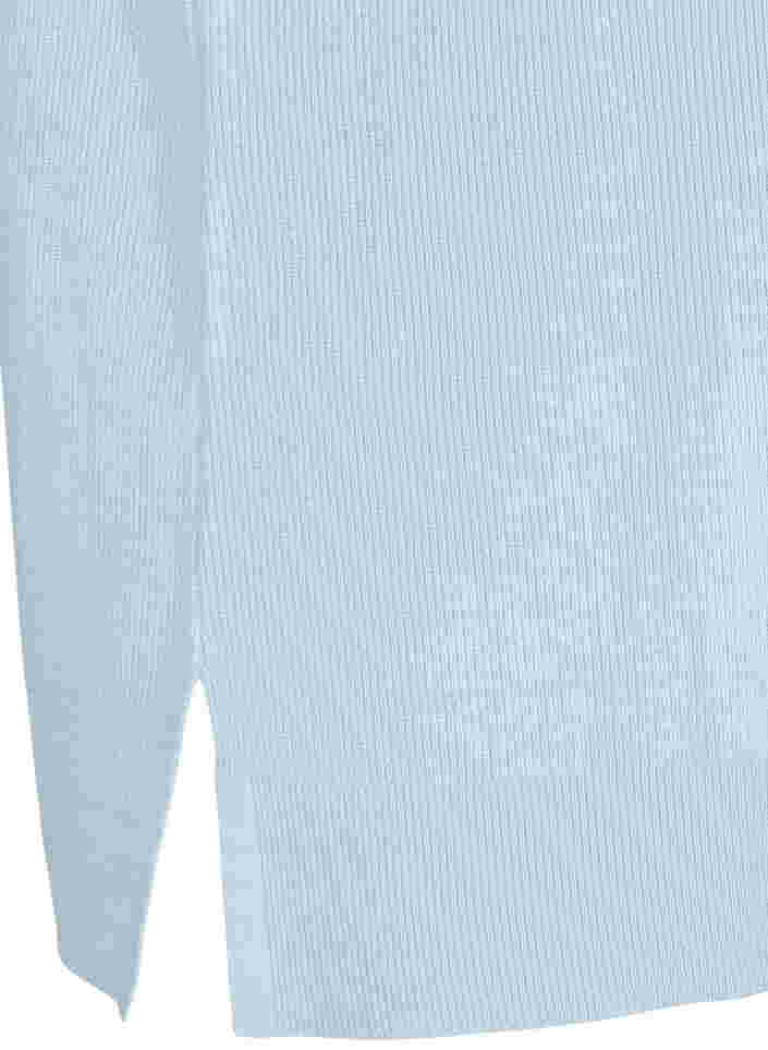 Gebreide top met ronde hals en splitjes, Chambray Blue Mel., Packshot image number 3