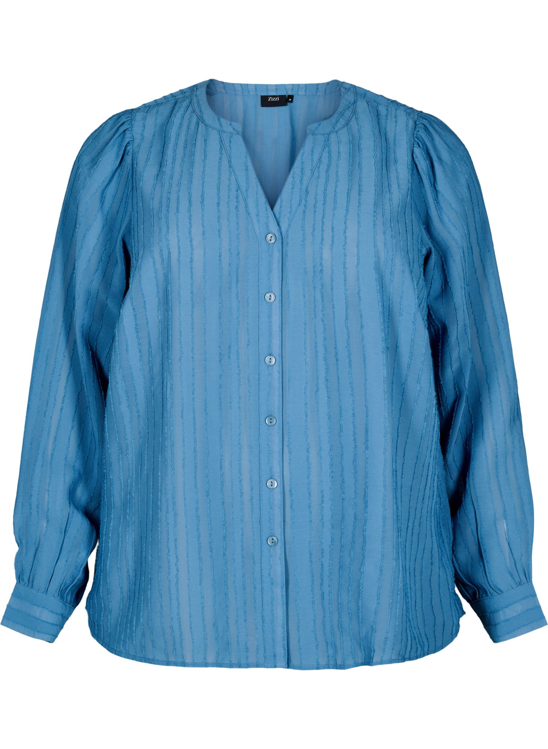 Zizzi Gestreepte blouse met transparante strepen, Blauw, Packshot image number 0