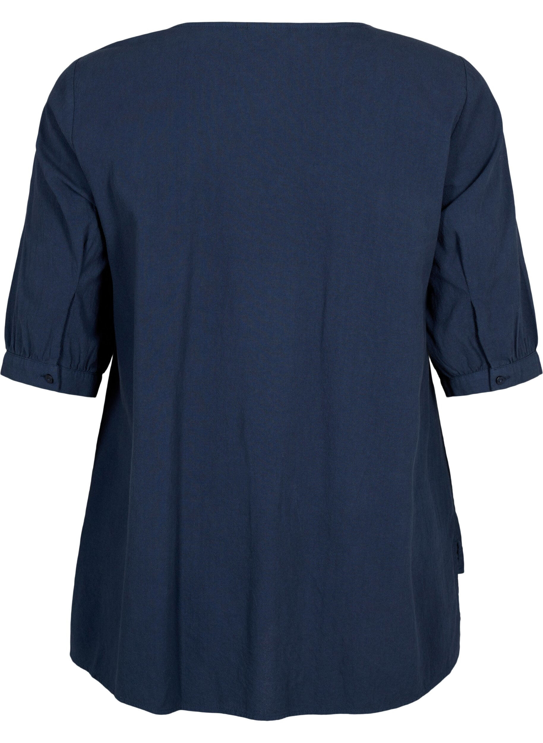 Zizzi FLASH - Katoenen blouse met halflange mouwen, Navy Blazer, Packshot image number 1