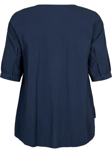 FLASH - Katoenen blouse met halflange mouwen, Navy Blazer, Packshot image number 1