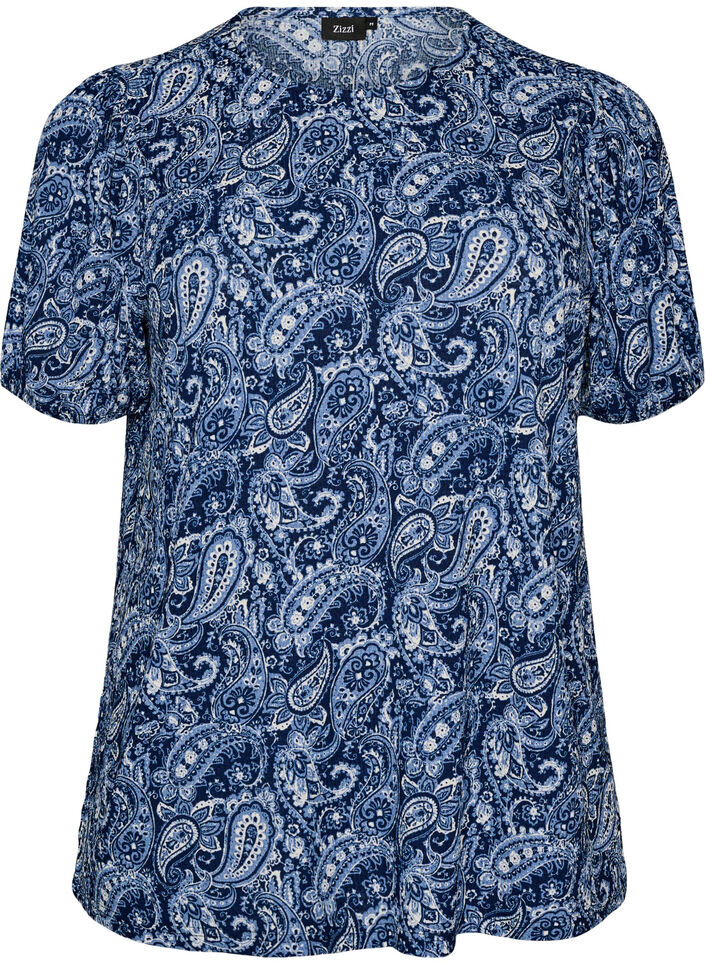 Blouse met korte mouwen, Blauw, Packshot image number 0
