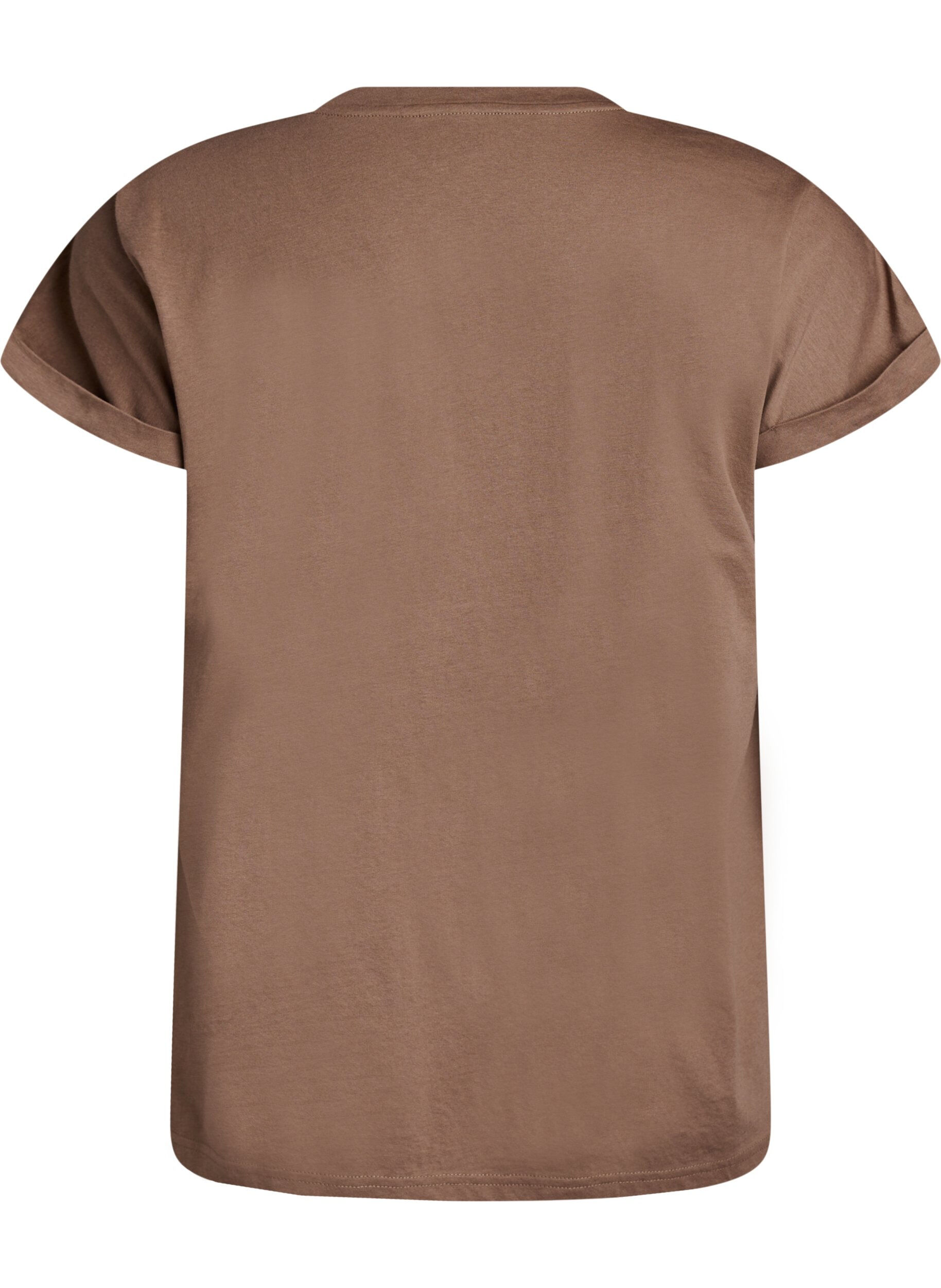 ZizziT-shirt met korte mouwen van katoenmix, Bruin, Packshot image number 1