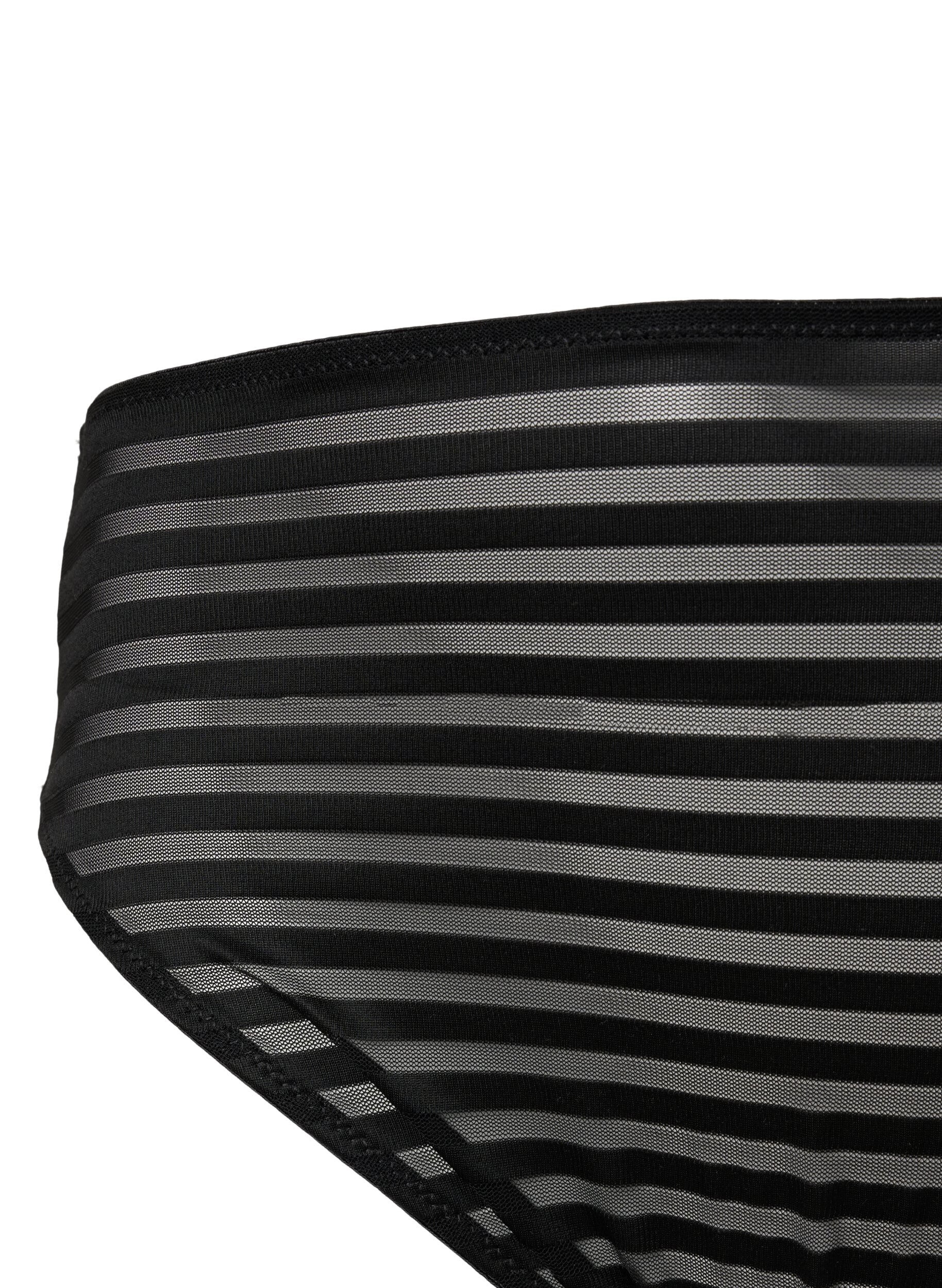 Zizzi Gestreepte tai slip met normale taille, Black, Packshot image number 2