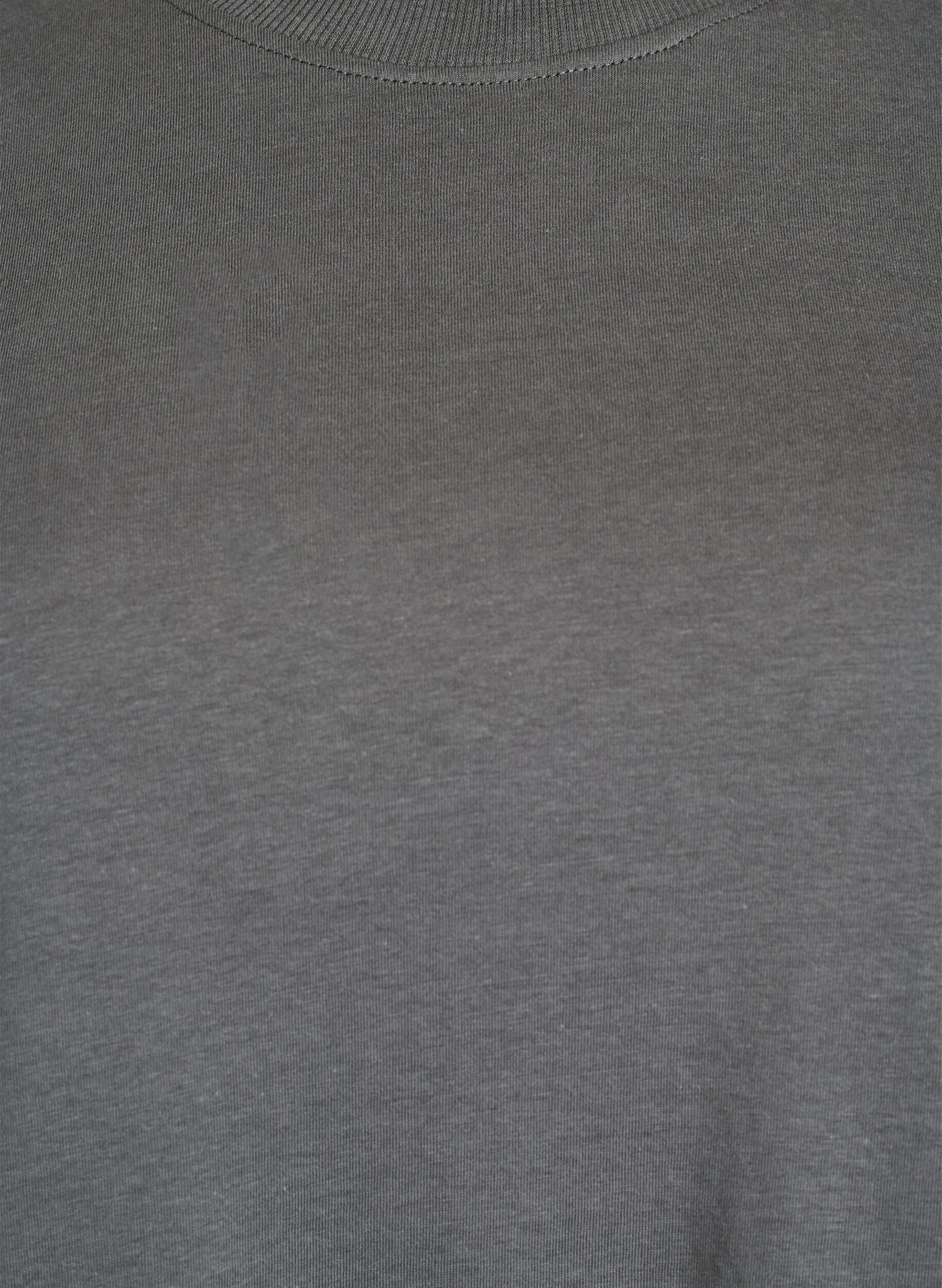 Zizzi Basic katoenen T-shirt met ronde hals, Grijs, Packshot image number 2