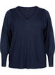 Gebreide blouse met glitter en V-hals, Naval A.w.Blue Lurex, Packshot image number 0