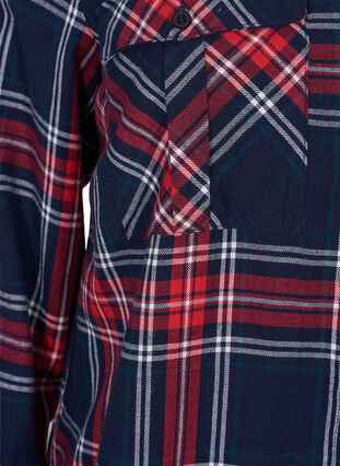 Blouse jas met ruitjes en capuchon, Night Sky/Red Check, Packshot image number 3