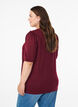 Blouse met knoopdetail en korte pofmouwen, Donker Bordeaux, Model image number 2
