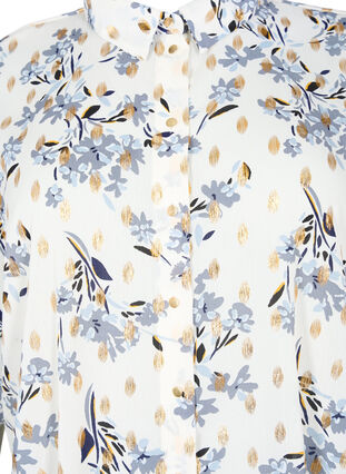 Lang shirt met bloemenprint, White Flower/Gold, Packshot image number 2