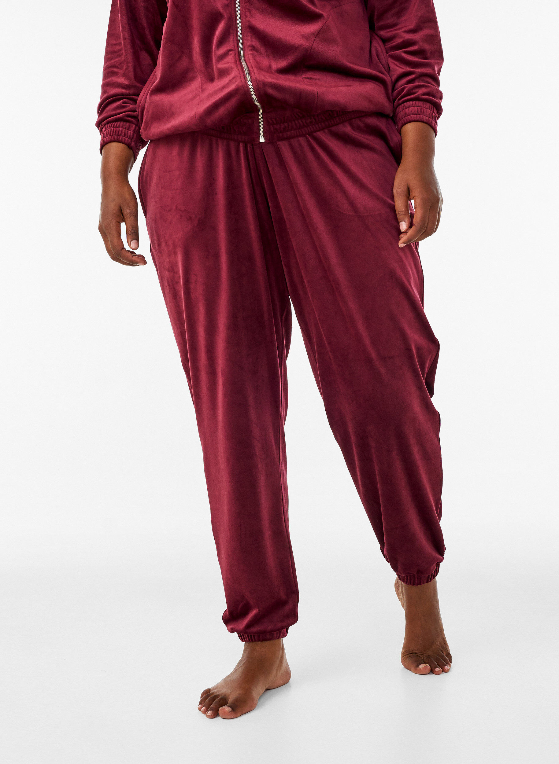 ZizziLosse velourbroek, Rood, Model image number 2