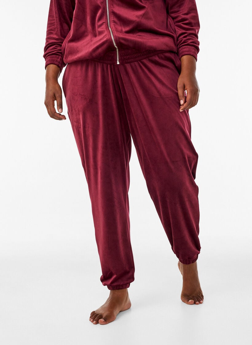 Losse velourbroek, Rood, Model image number 2