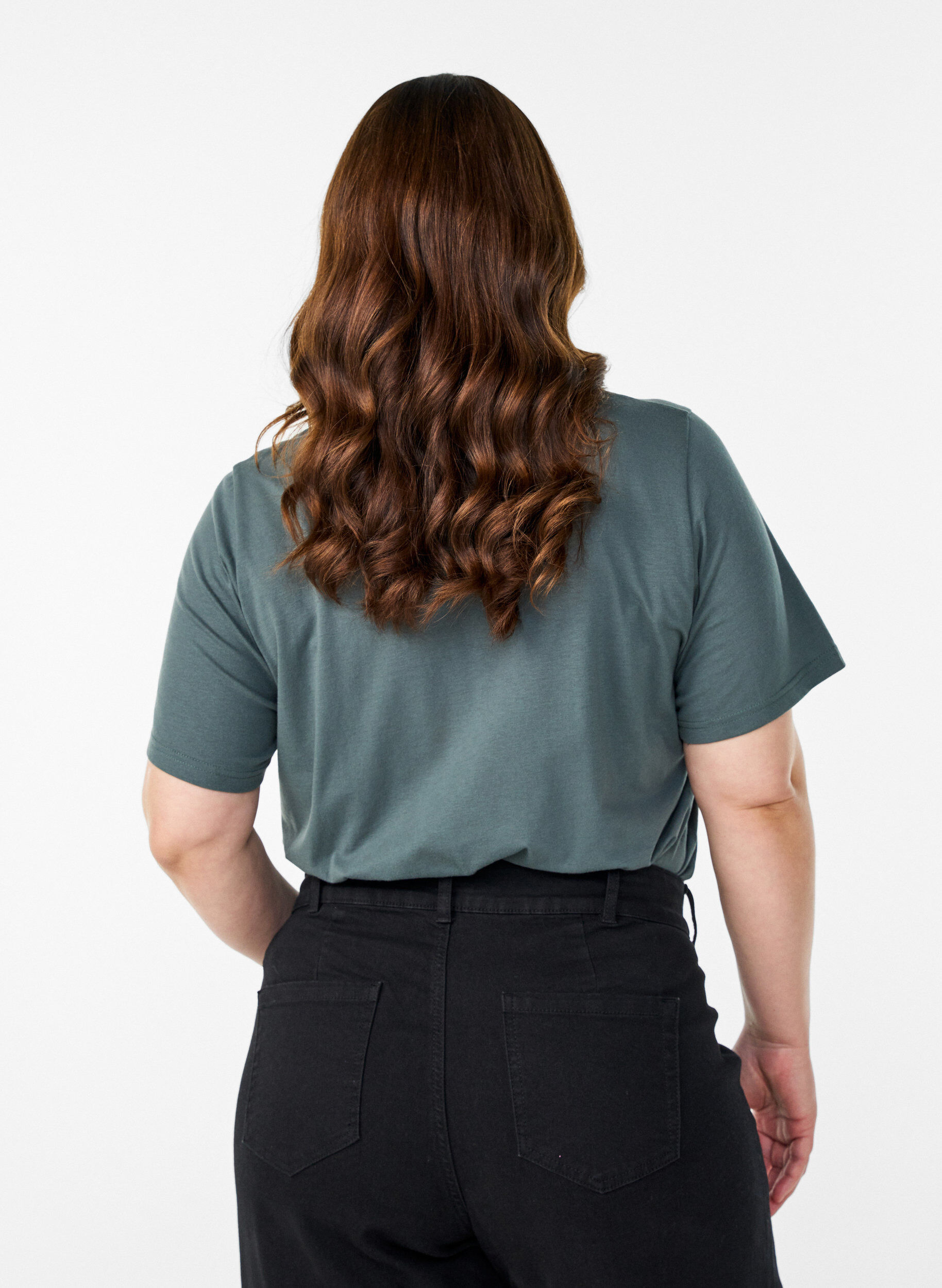 Zizzi FLASH - T-shirt met print, Groen, Model image number 2