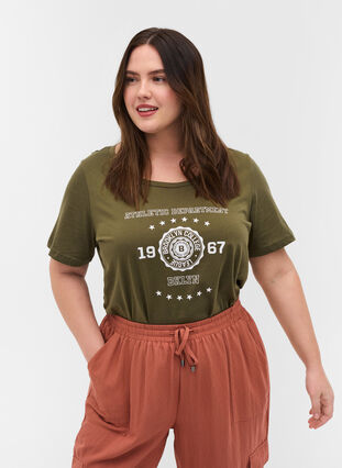 Katoenen t-shirt met print, Ivy Green ATHLETIC, Model image number 0