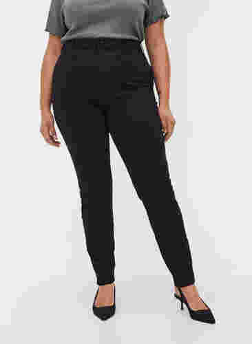 Bea jeans met super hoge taille, Black, Model image number 2