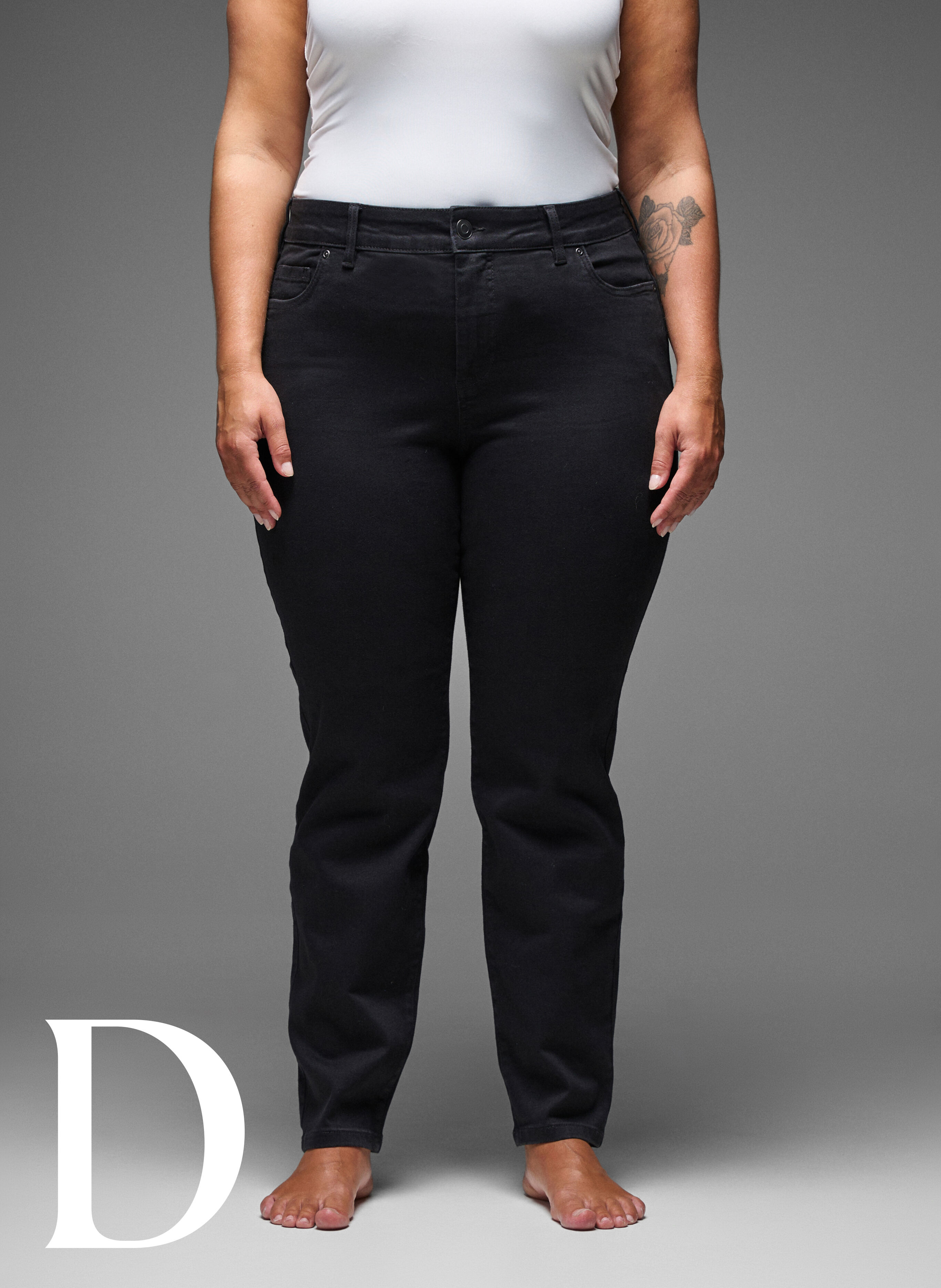 Zizzi Strakke pasvorm jeans met een normale taille, Black, Model image number 8