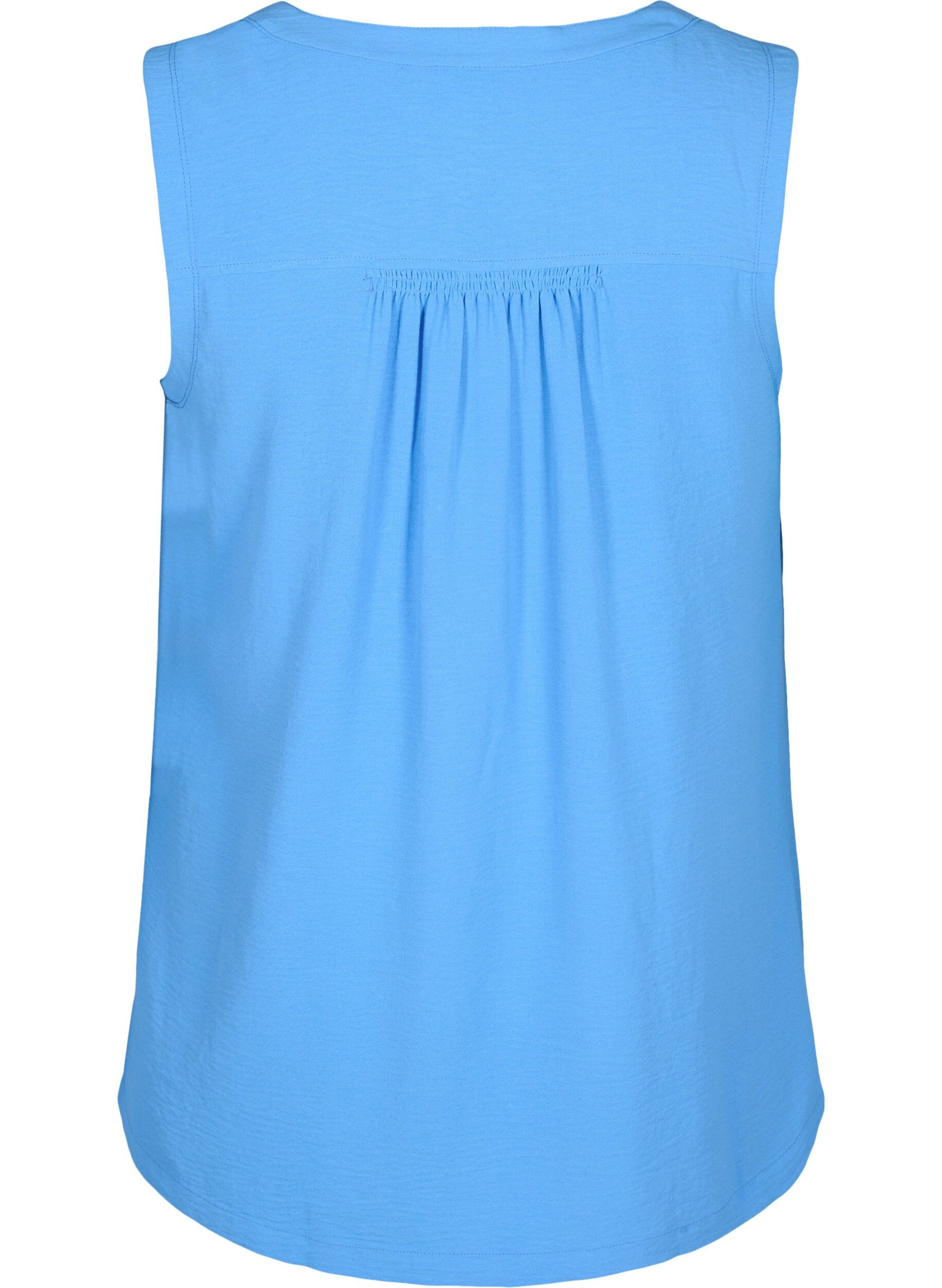 ZizziMouwloze top met kreukeffecten, Blauw, Packshot image number 1