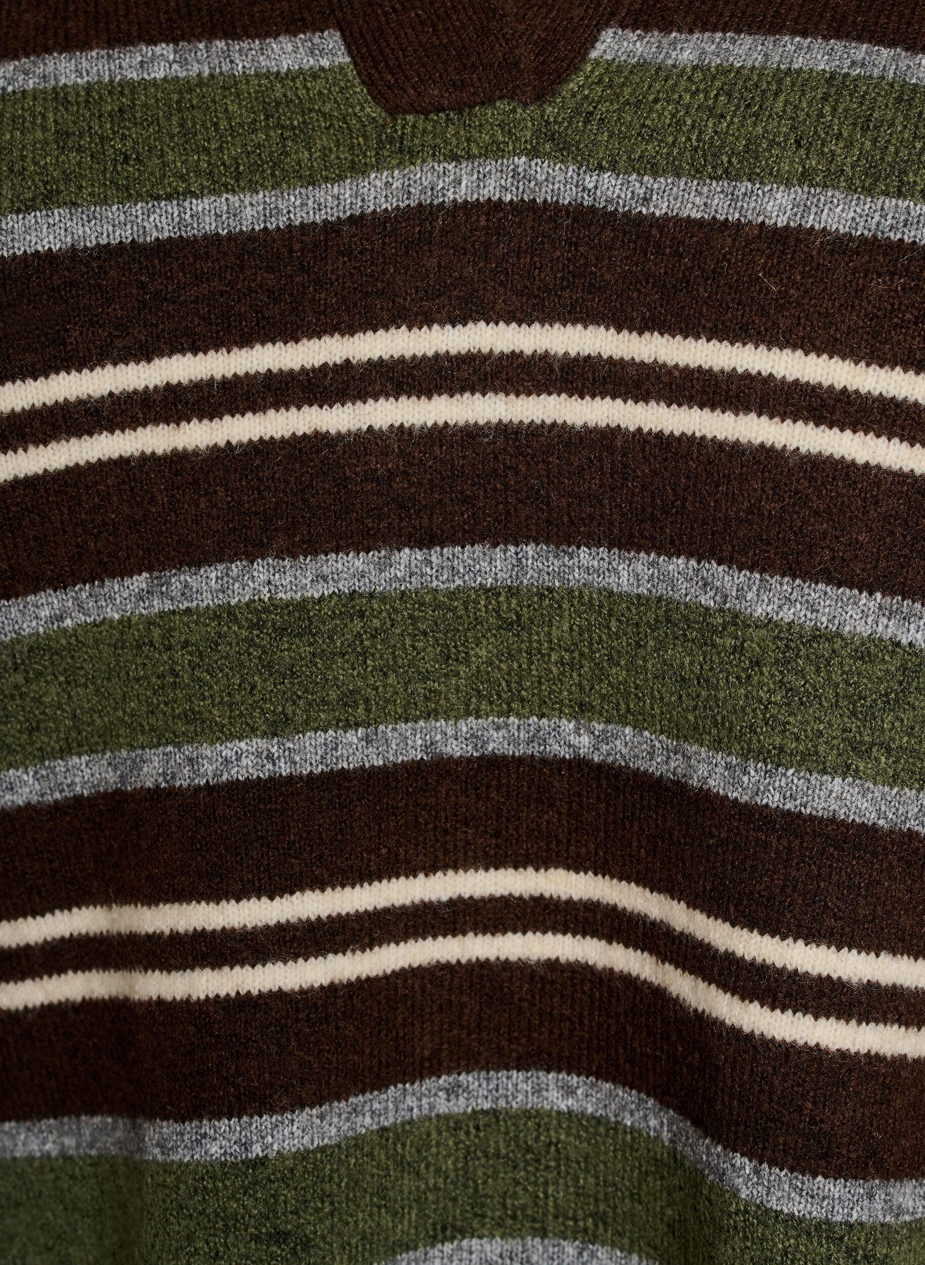 ZizziGebreide blouse met strepen en polokraag, Bruin, Packshot image number 2