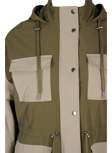 Contrasterende jas met zakken, Dark Olive Comb., Packshot image number 2