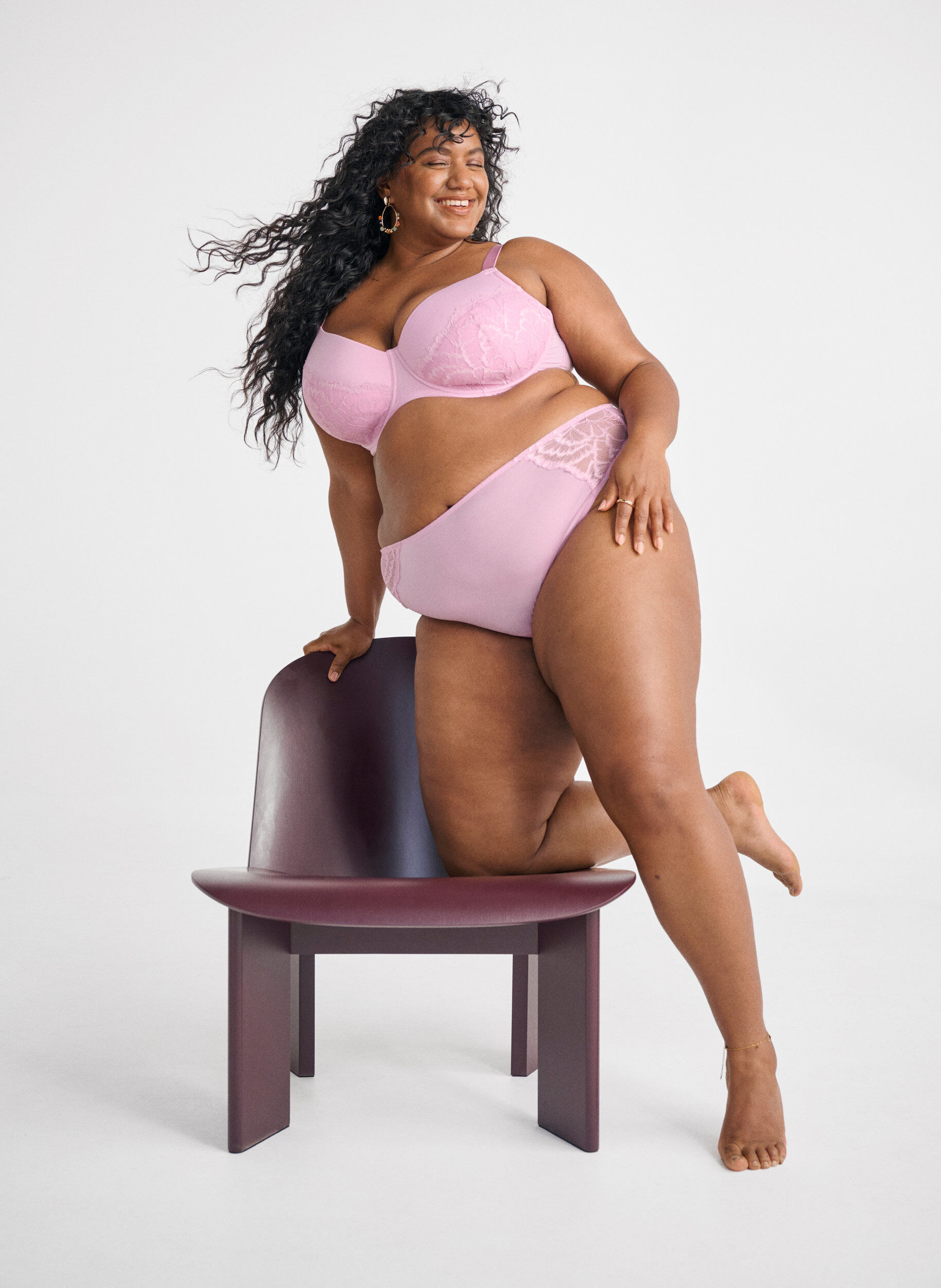 Zizzi Kanten G-string met microfiber, Roze, Image image number 0