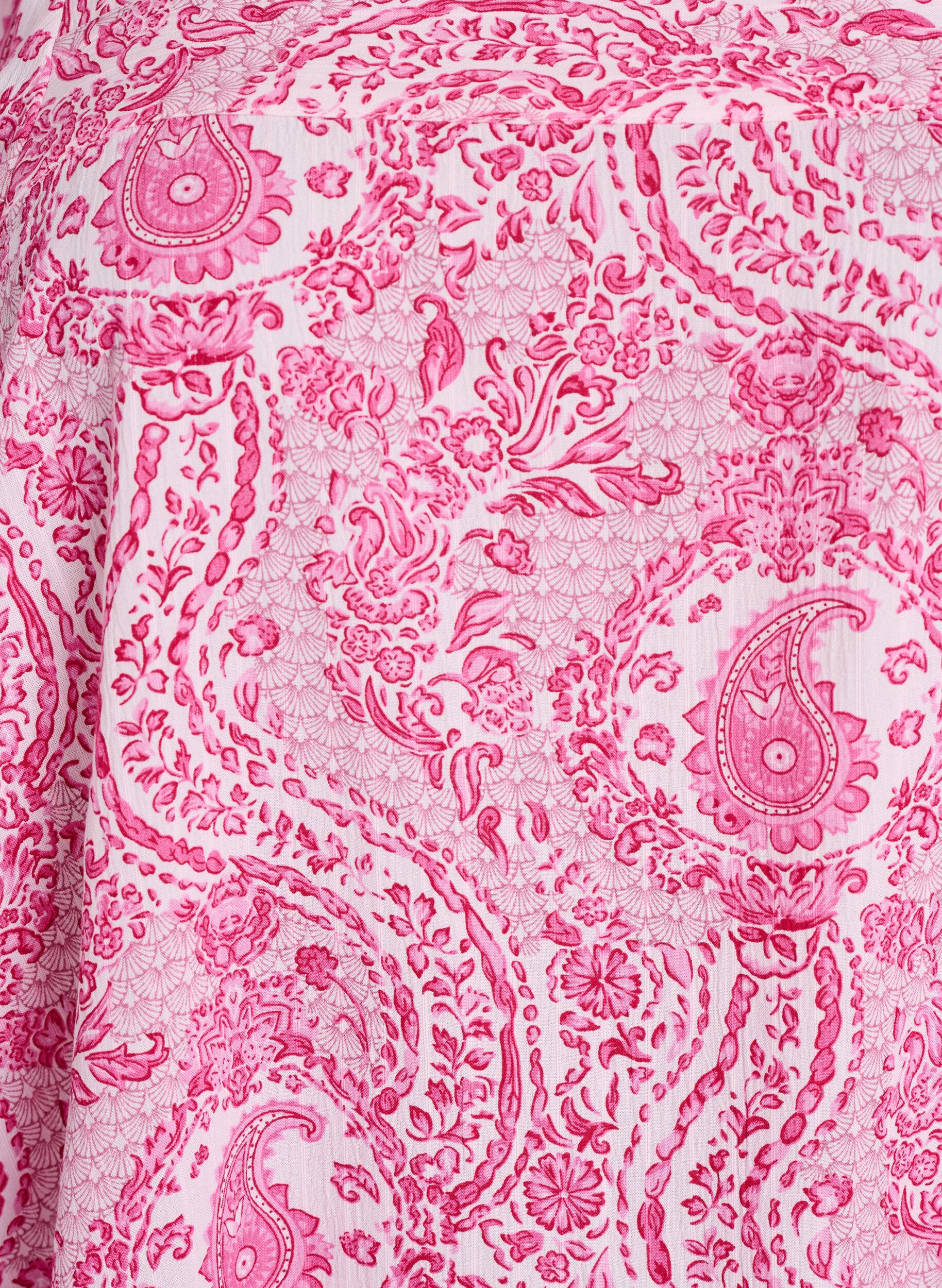 Zizzi Viscose blouse met paisleymotief en een vierkante halslijn, Roze, Packshot image number 2