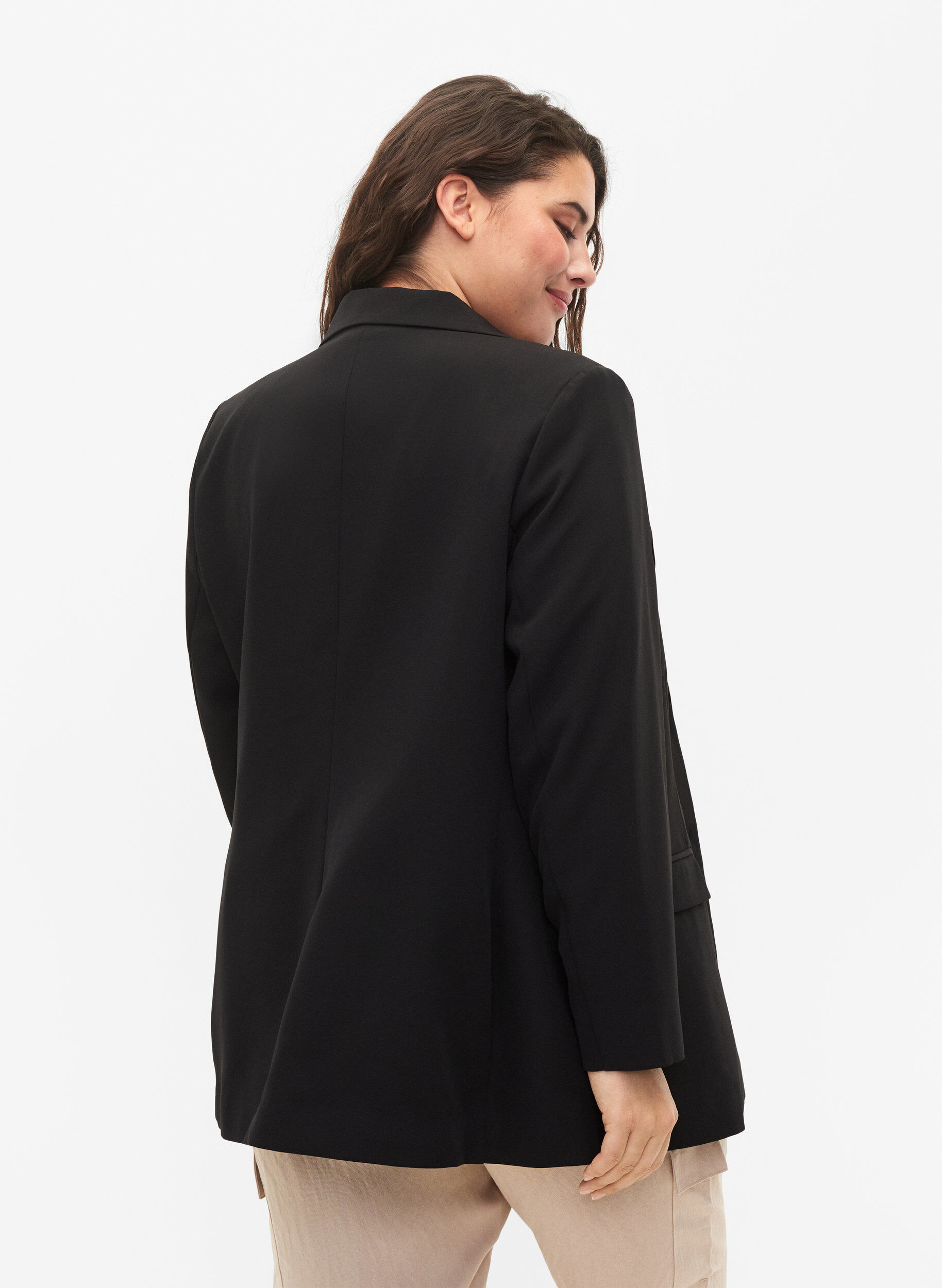 Zizzi Klassieke blazer met knoopsluiting, Black, Model image number 1