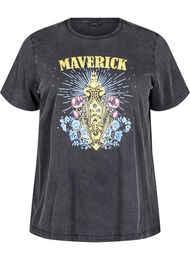 T-shirt in biologisch katoen met grafische print, Grijs