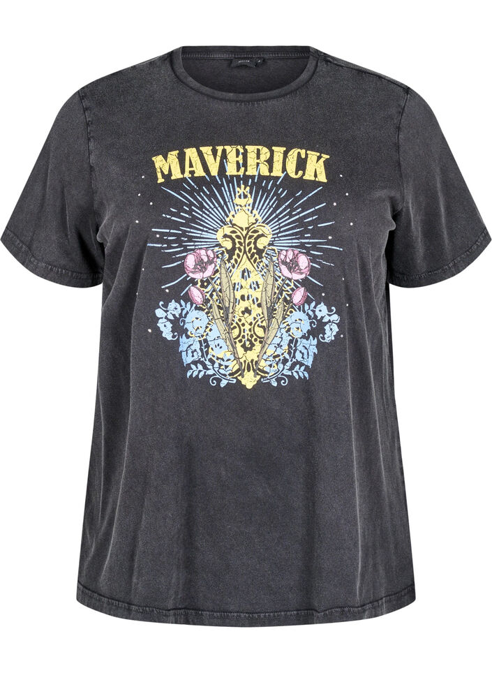 T-shirt in biologisch katoen met grafische print, Grijs, Packshot image number 0