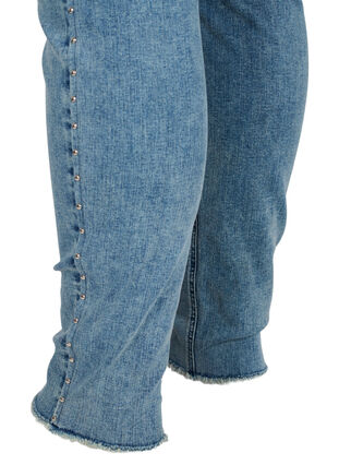 Cropped Amy jeans met klinknagels in de zijnaad, L.Blue Stone Wash, Packshot image number 3