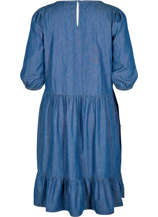 Denim jurk van katoen met 3/4 mouwen, Blue, Packshot image number 1