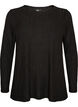 Jersey blouse met geribde structuur en lange mouwen, Zwart, Packshot image number 0