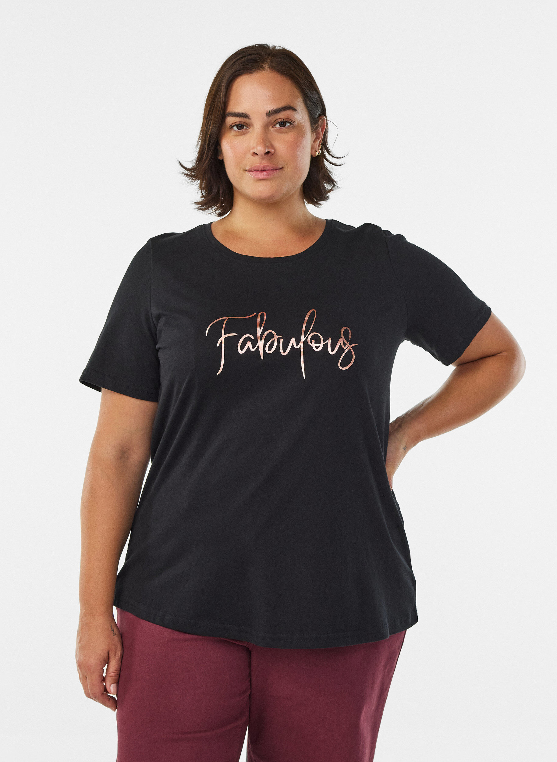 ZizziT-shirt met print, Zwart, Model image number 0