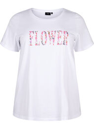 Katoenen T-shirt met tekstopdruk, B. White w. Flower