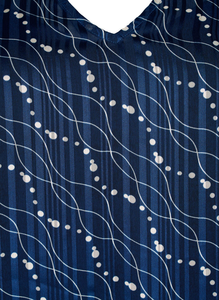 Bedrukte jurk met V-hals en 3/4 mouwen, Dress Bl. Swirl AOP, Packshot image number 2
