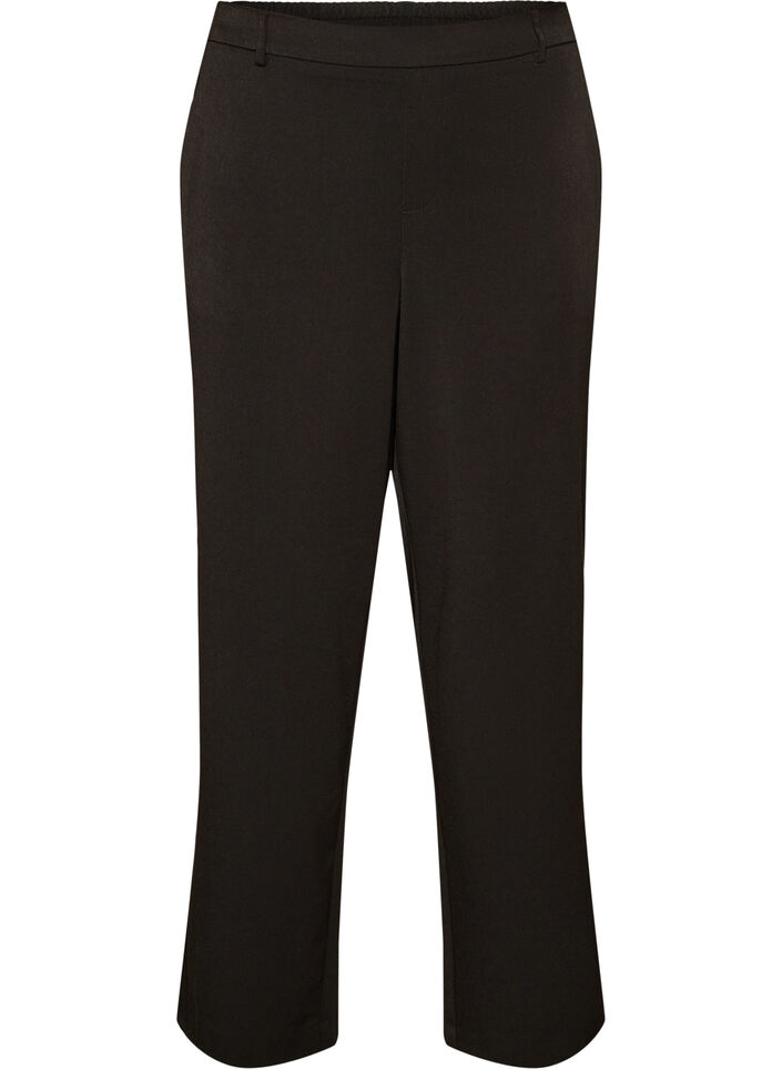 Hoogtailleerde pantalon met rechte pasvorm, Zwart, Packshot image number 0