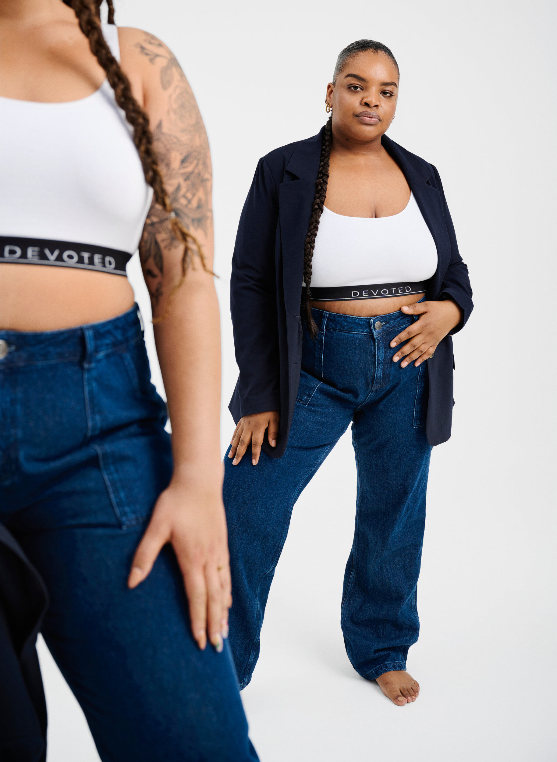 Zizzi Cargo jeans met rechte pijp, Dark blue, Image image number 1