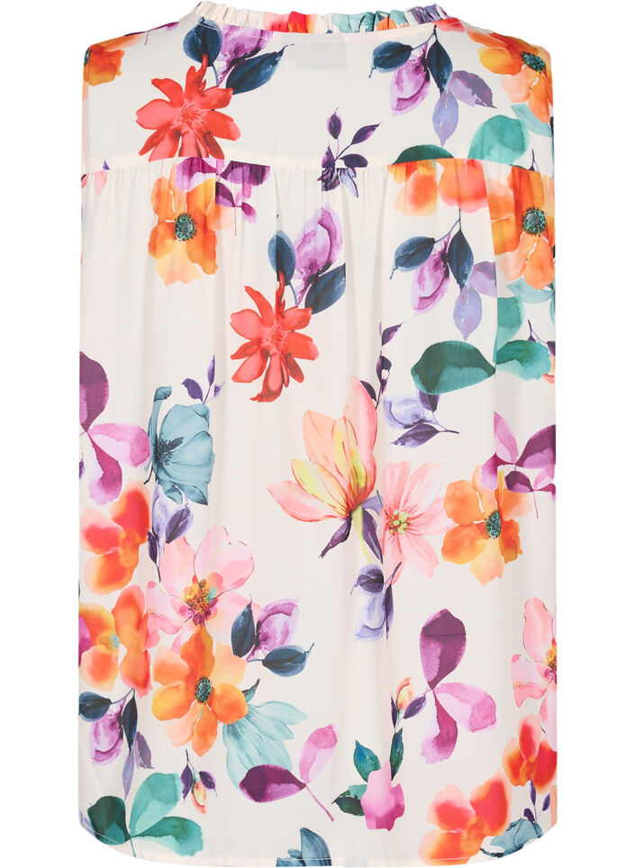 Gebloemde top met strikdetail, Buttercream Flower, Packshot image number 1