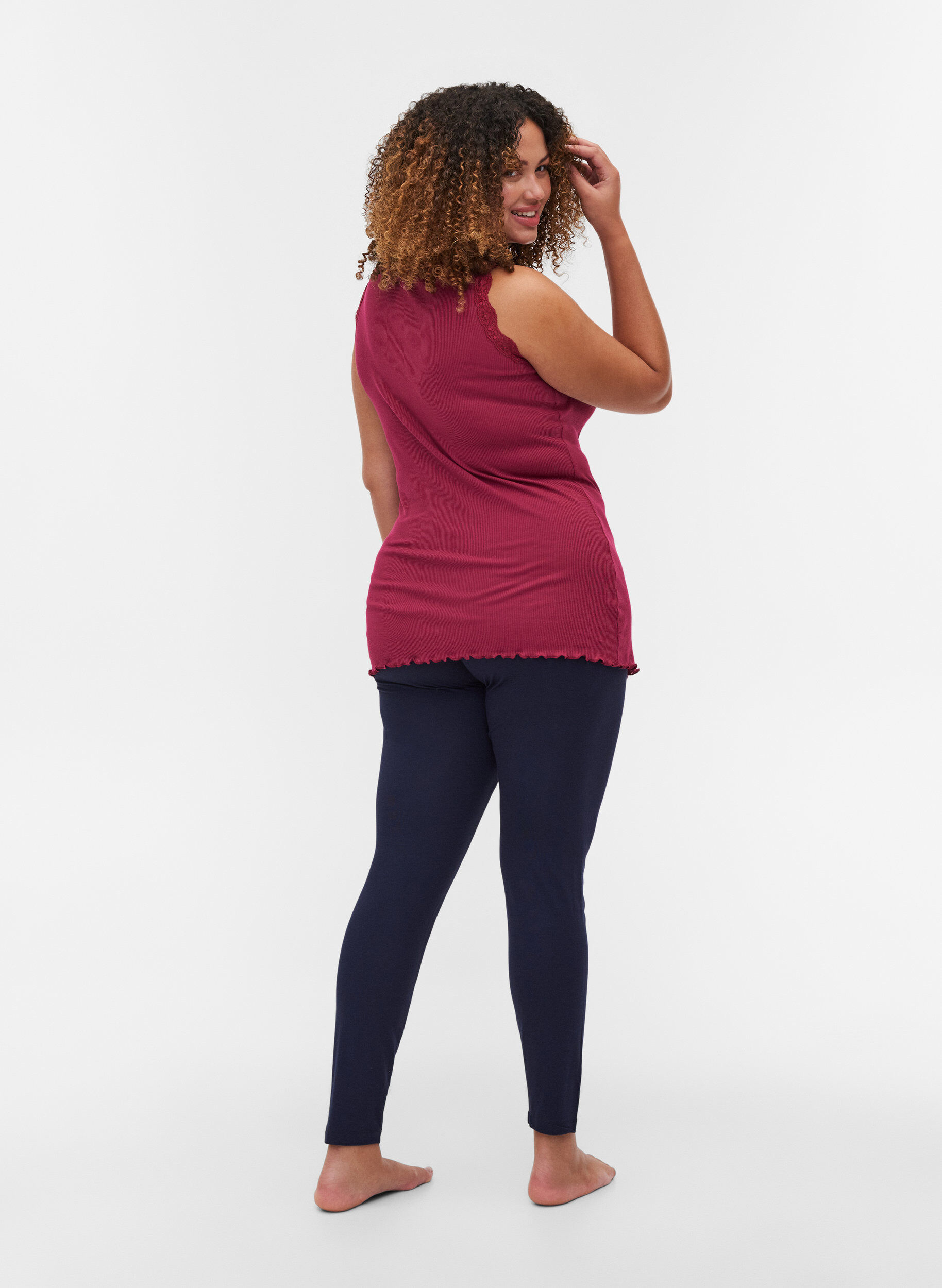 Zizzi Lange basic legging, Night Sky, Model image number 1