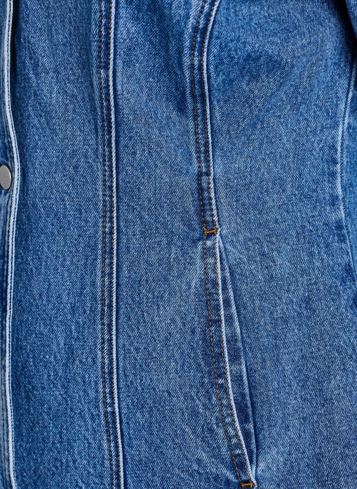 Denimjack met vormende naden en een V-hals, Blauw, Packshot