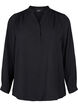 Blouse met lange mouwen en V-hals, Black, Packshot image number 0