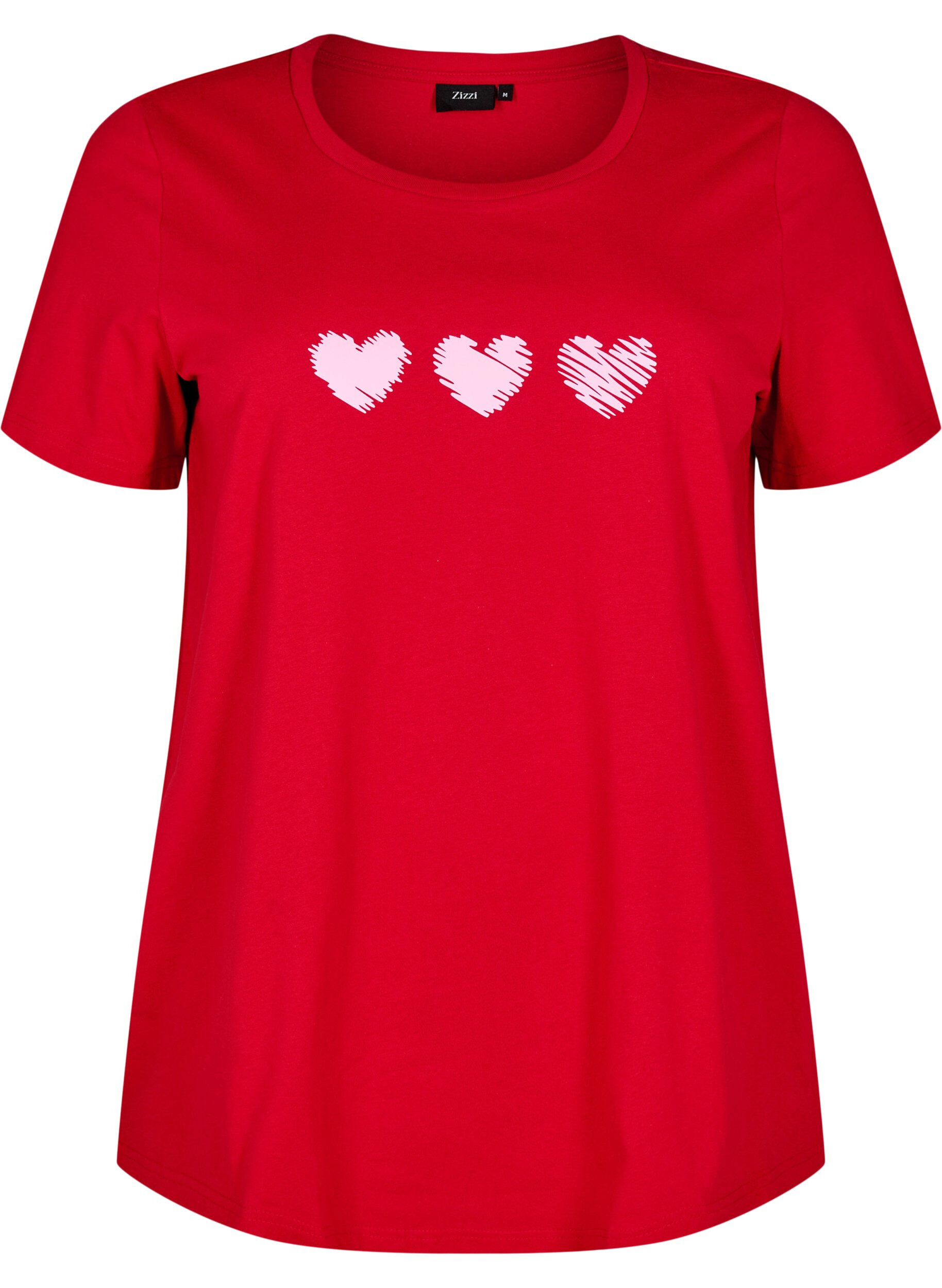 Zizzi Katoenen T-shirt met motief, Salsa w. Hearts, Packshot image number 0
