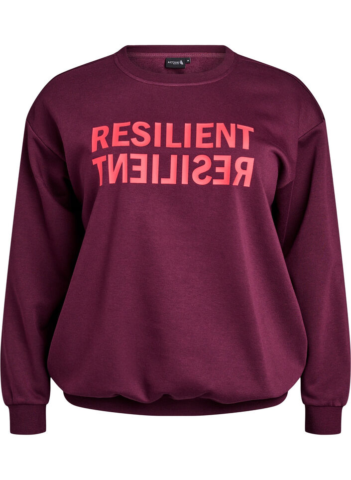 Sweatshirt met tekst print, Rood, Packshot image number 0