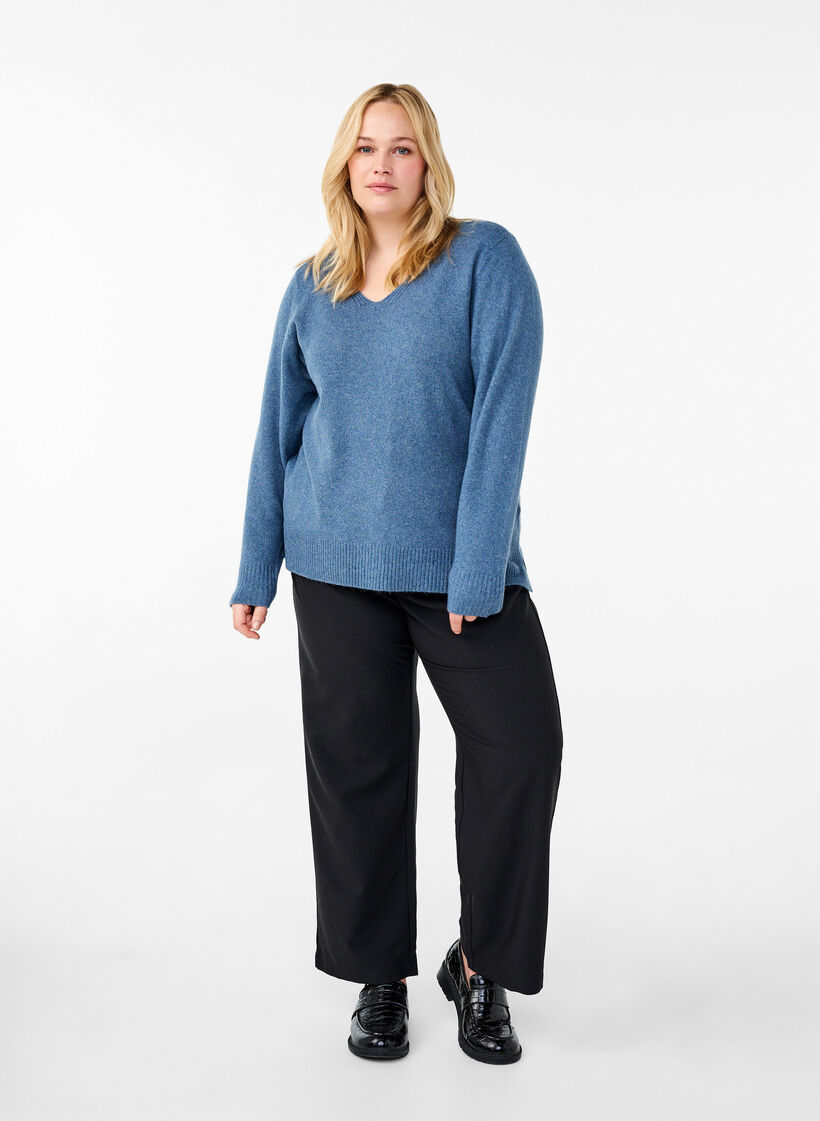 Gebreide blouse met V-hals, Bering S. White Mel., Model image number 2