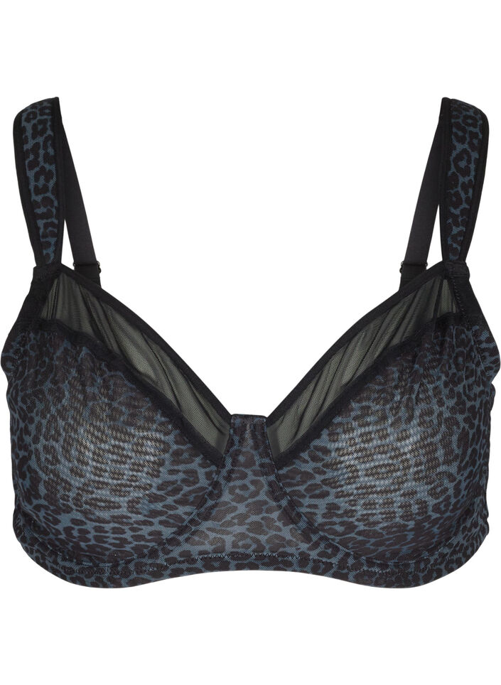 Bh met bloemenprint en mesh, Grey Leopard, Packshot image number 0