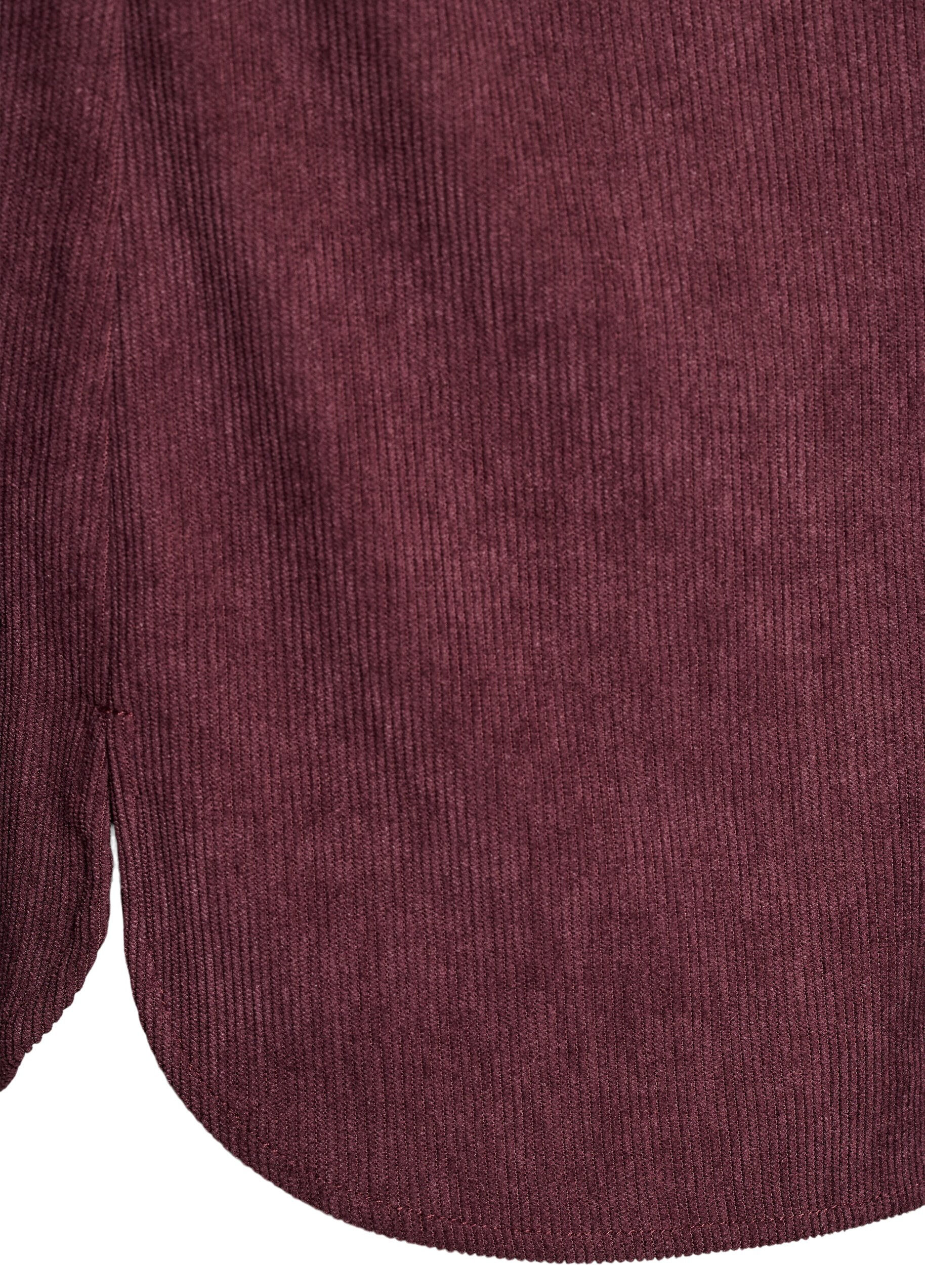 Zizzi Overhemdblouse met lange mouwen in corduroy, Donker Bordeaux, Packshot image number 3