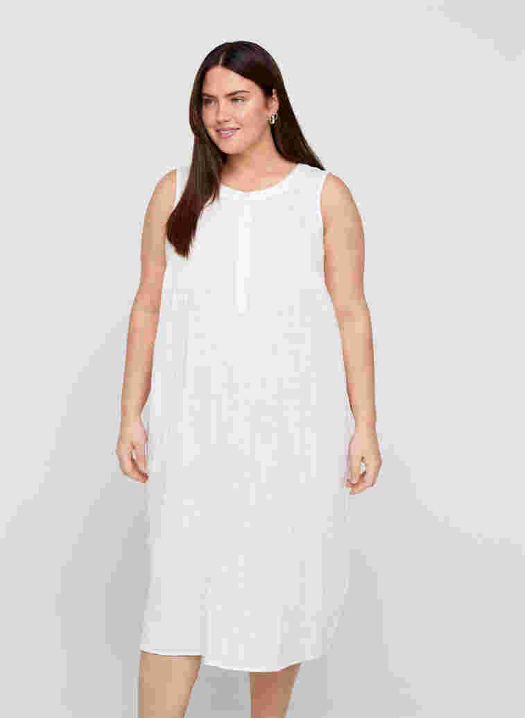 Mouwloze jurk in katoen, White, Model image number 0