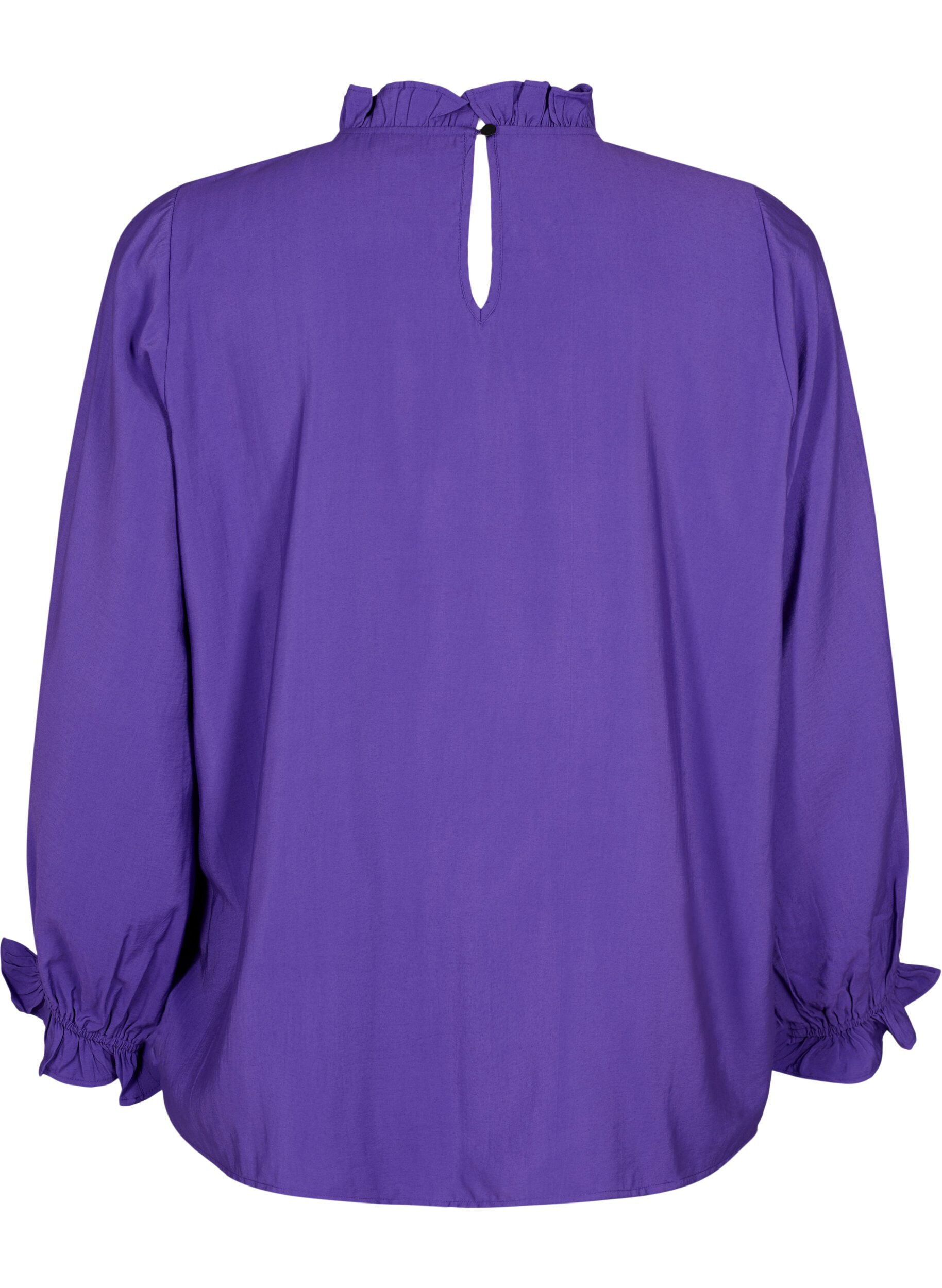 Zizzi Viscose blouse met lange mouwen en ruches, Prism Violet, Packshot image number 1