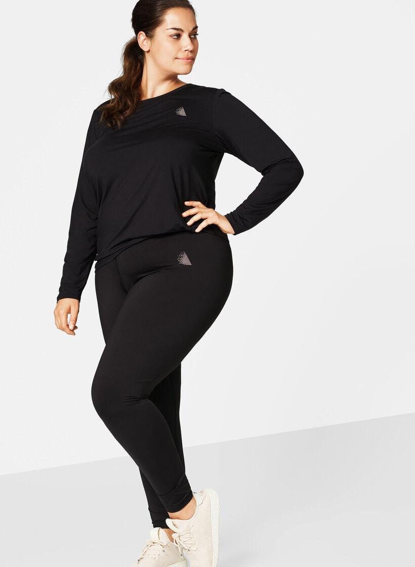 Sportblouse met lange mouwen, Zwart, Model image number 3