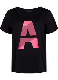 Sport-T-shirt met print, Black w. Pink A
